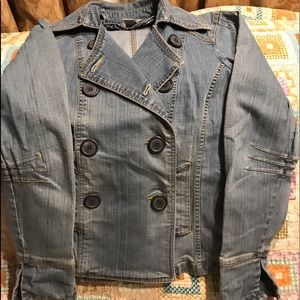 Vintage 90’s Denim fitted Peacoat style jacket/blazer Size M